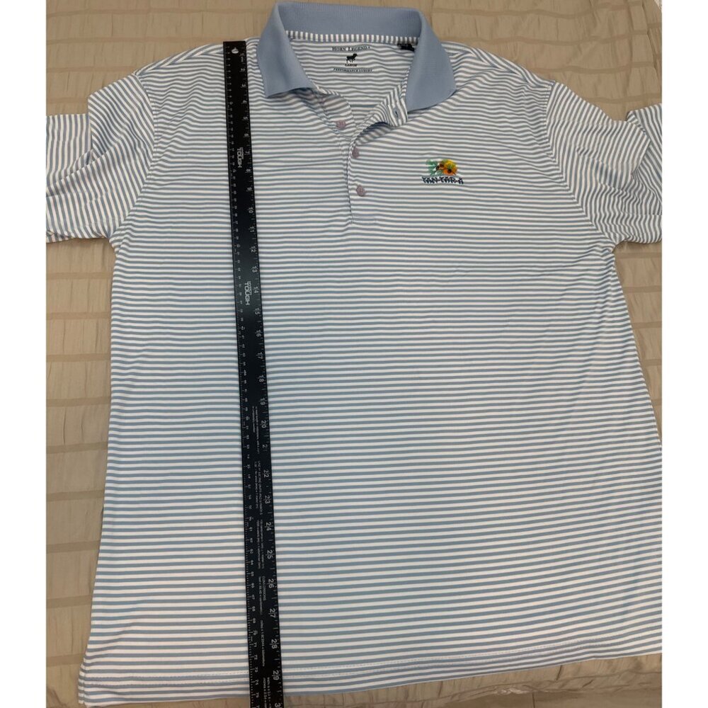 Horn Legend Mens Striped Polo Shirt Blue White Short Sleeve Golf Shirt, Large - Picture 9 of 11